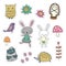 Collection wildlife stickers in cartoon style