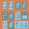 Collection of windows , scalable vector set buildings elements