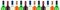 Collection of wine bottles bottleneck in a row red banner isolated on white