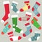 Collection of winter socks. Christmas socks. Flat vector isolates.