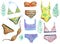 Collection of woman swimwear, swimsuits and bikini. Watercolor hand painted illustration.