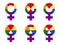 Collection of Woman Symbol in Rainbow Color Illustration. Vector Set Woman Gender Sign