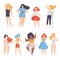 Collection of Women of Different Figure type and Height, Body Positive, Self Acceptance and Beauty Diversity Concept