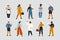 Collection of women people workers of various different occupations or profession wearing professional uniform set