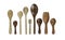 Collection wood spoon on white background