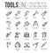 Collection of working tools icons items design. Cnstruction instruments with any elements set. Diy, building, work