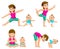Collection of Young mothers and their babies doing yoga exercises
