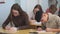 College in Chapaevsk city. Students perform a teacher`s task in the classroom