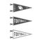 College Football Pennant Flags Set. Vector Football pendant Icons. University USA Sport flag, isolated. Training camp