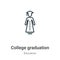 College graduation outline vector icon. Thin line black college graduation icon, flat vector simple element illustration from