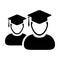 College icon vector male group of students person profile avatar with mortar board hat symbol for school and university graduation