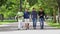 College men students walking together on campus