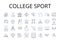 College sport line icons collection. Athletics, Varsity sports, Intramurals, Intercollegiate sports, Team sports