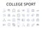 College sport line icons collection. Athletics, Varsity sports, Intramurals, Intercollegiate sports, Team sports