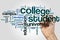 College student word cloud concept on grey background