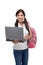 College student young Hispanic woman with laptop