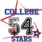 College text 54 number stars team