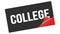 COLLEGE text on black red sticker stamp