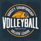 College tournament emblem for volleyball sport