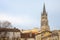 Collegial church Eglise Collegiale of Saint Emilion, France, taken during a sunny afternoon surrounded by the medieval part of t