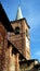 Collegiata church Bell Tower. Medioeval village. Castiglione Olona Italy