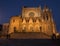 The Collegiate Basilica of Santa Maria view with illumination, Manresa, Catalonia, Spain