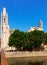 Collegiate Church and Gothic Cathedral from river. Girona