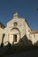 Collegiate church of San Quirico in the Romanesque style located in the medieval Tuscan village of San Quirico d`Orcia