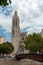 The Collegiate Church of Sant Felix, as seen from the river Onyar, Girona, Spain