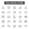 Collegues line icons, signs, vector set, outline illustration concept