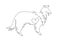Collie icon. A collie dog with a heart. Collie silhouette, one line for tattoos
