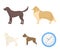 Collie, labrador, boxer, poodle. Dog breeds set collection icons in cartoon style vector symbol stock illustration web.