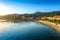 Collioure city and beach at morning in France