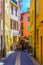 COLLIOURE, FRANCE, JUNE 26, 2017: People are strolling through a narrow street in the center of Collioure, France