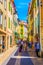 COLLIOURE, FRANCE, JUNE 26, 2017: People are strolling through a narrow street in the center of Collioure, France