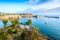 Collioure harbor and city seen from La Glorieta viewpoint in France