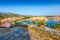 Collioure harbor and city seen from La Glorieta viewpoint in France