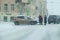 collision of cars on snow-covered streets