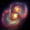 collision of galaxies. 3D rendering. Generative AI