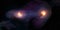 Collision galaxies. Three-dimensional parabola with collision of galaxies. Universe with stars and stars. Starry sky