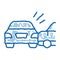 collision of two cars doodle icon hand drawn illustration