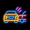 collision of two cars neon glow icon illustration
