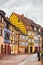 Colmar, Petit Venice, street, lamp and traditional houses. Alsac