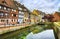 Colmar, Petit Venice, water canal and traditional houses. Alsace