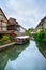 Colmar, Petit Venice, water canal and traditional houses. Alsace, France.