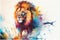 Coloful rainbow lion watercolor illustration painting colourful