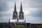 Cologne Cathedral and Deutz bridge in cloudy sky