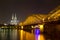 Cologne Cathedral and Hohenzollern Bridge at night, Cologne (Koeln), Germany