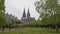 Cologne cathedral and museum Ludwig, view from Rheinpark.