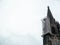 Cologne Cathedral with scaffold against cloudy sky